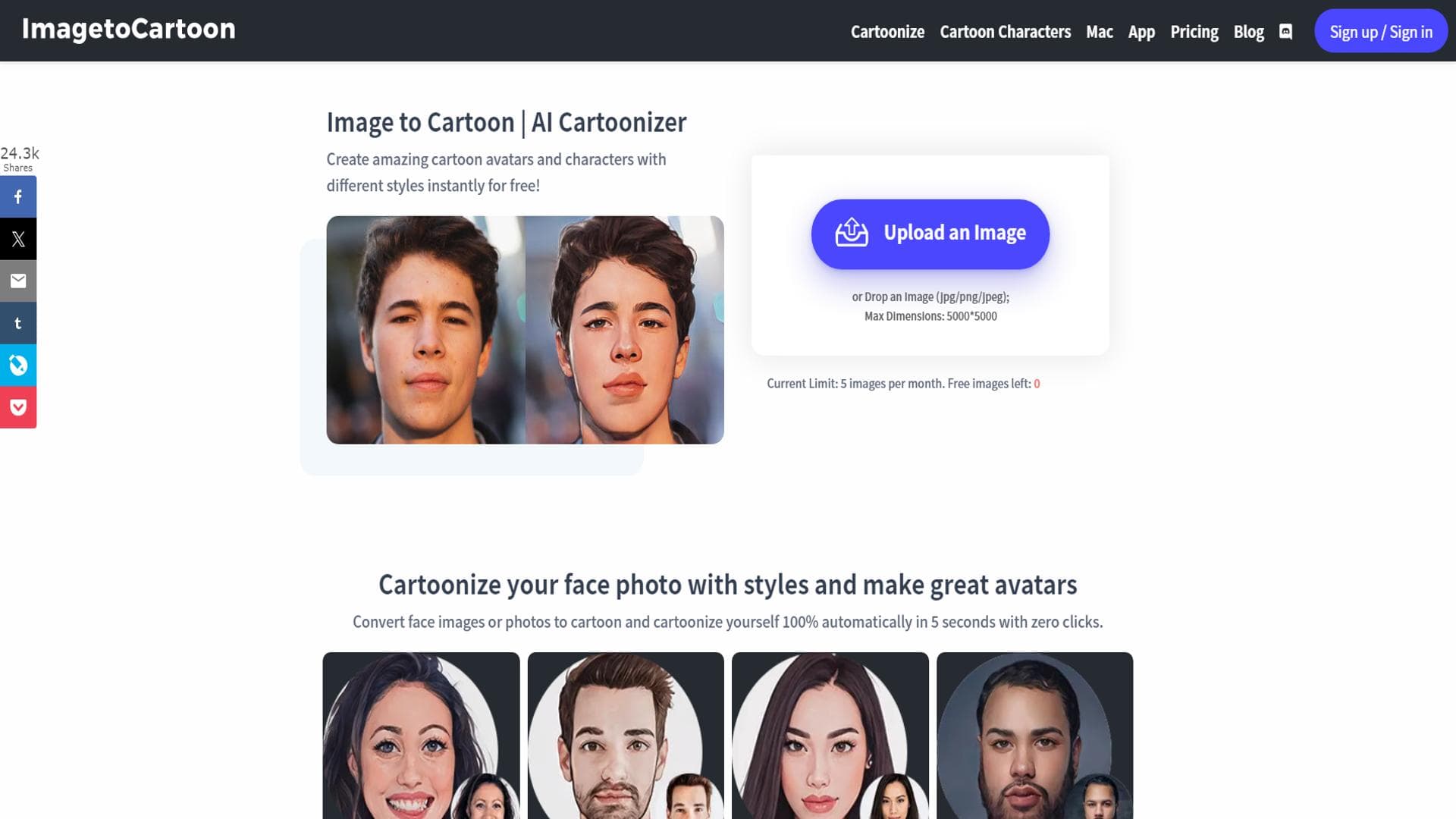 ImagetoCartoon | Create Stunning Cartoon Avatars & Character Maker