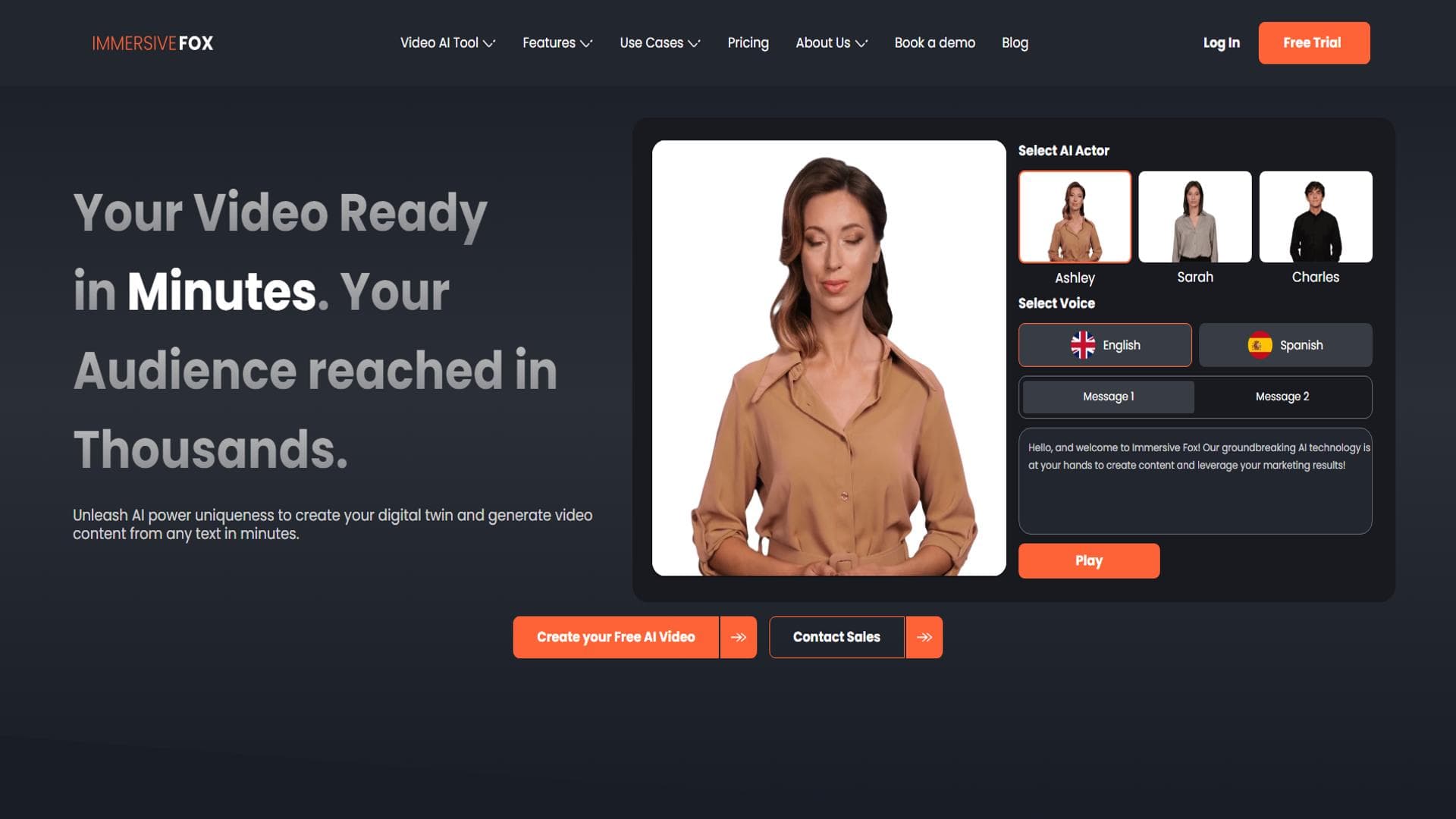 Immersive Fox | AI Text to Video Tool for Multilingual Business Videos