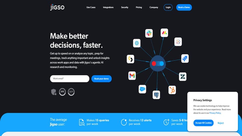 Jigso's Sidekick - 快速决策360°研究和监测，汇报工作现状，准备会议前所需，分析及时有效。