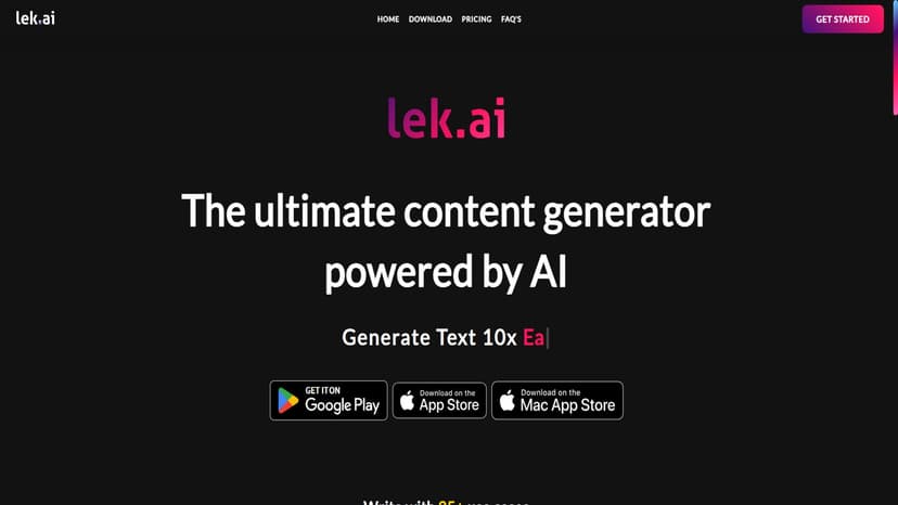 Lek.ai - Lek.ai是一款AI工具包，能生成各种内容，适用于25种以上场景。