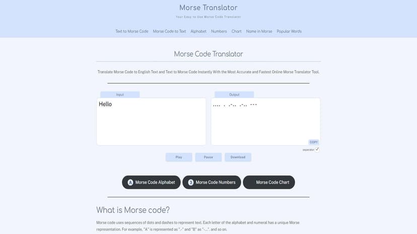 Morse Translator - 用Morse码在线翻译、解码！