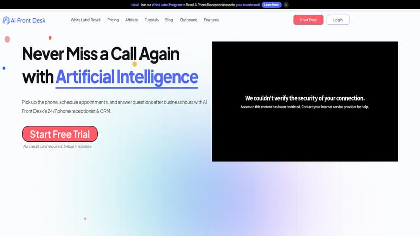 My AI Front Desk - My AI Front Desk是一款虚拟接待软件，为企业提供全天候的预约和问询自动化解决方案。客户可以通过文本或电话与其交互，并获得像人工接待员一样的人类对话体验。该工具集成了业务排程工具，如Vagaro和Calendly，能够在非工作时间内安排预约并回答客户问题。