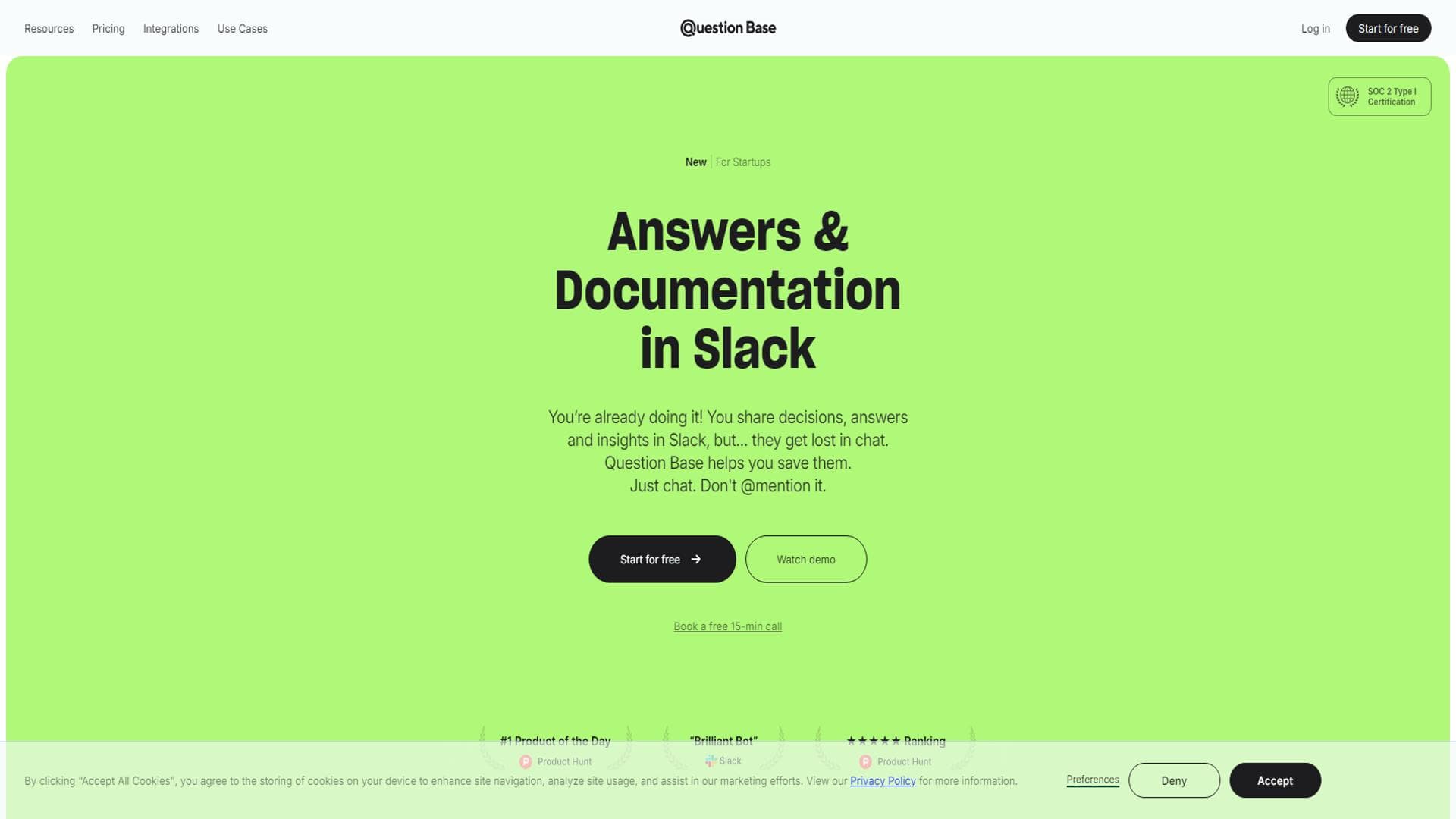 在Slack中保存答案和文档 | Question Base