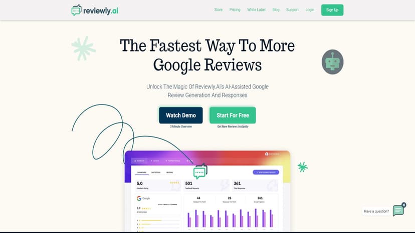 Reviewly AI - "提高Google评分，自动收集&回复，搭载AI的Reviewly"