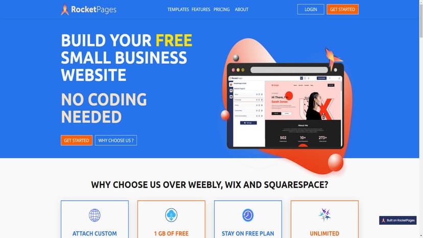 RocketPages - RocketPages 是一款专为小型企业设计的免费网站创建工具，无隐藏费用。