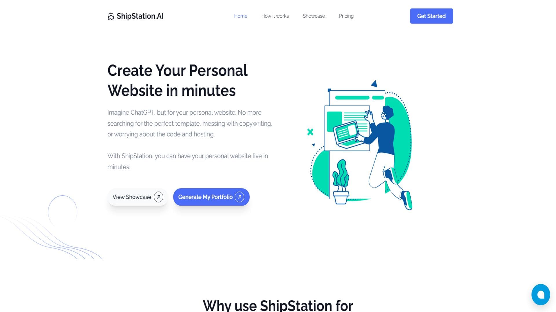 ShipStation.ai - 无代码个人网站和作品集生成器
