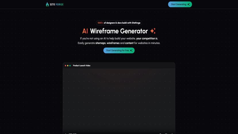 SiteForge - SiteForge利用AI技术简化网站设计流程，自动生成网站地图和线框图，提升SEO效果。
