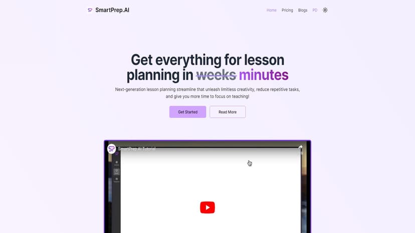 SmartPrep - SmartPrep是一款AI驱动的教案生成工具，帮助教师快速创建教案。