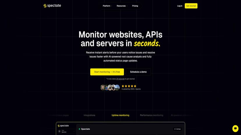 Spectate - Spectate 是一款集网站和服务器监控、事件管理于一体的AI驱动平台。