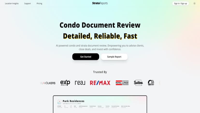 StrataReports - StrataReports提供AI驱动的公寓和分层文件审查，帮助用户做出明智决策。