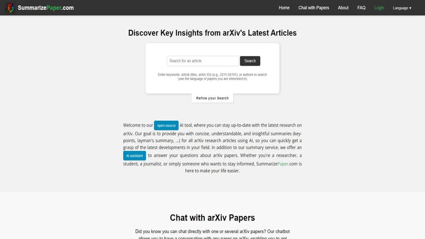 SummarizePaper.com - 提供快速、准确且易于阅读的科学论文摘要，帮助用户节省时间并了解最新研究。