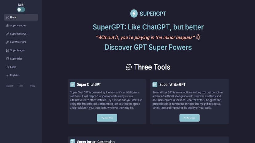 SuperGPT - 快速生成高质量文章，尽在SuperGPT。
