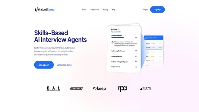 Talent Llama - 通过AI面试进行更智能的人才筛选，提升招聘效率。