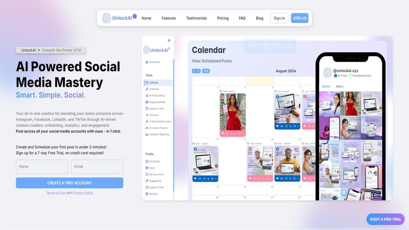 UnlockAI - UnlockAI提供AI员工和自动化服务，集成Google日历、Instagram等平台。