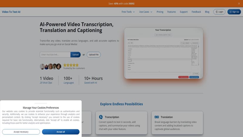 VideoToTextAI - VideoToTextAI是一款支持99%准确率、130多种语言的AI转录、翻译和字幕生成软件。