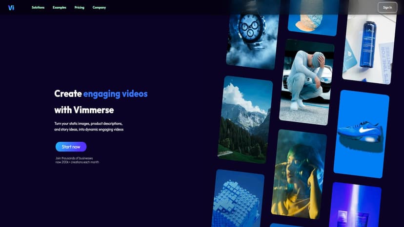 Vimmerse - 使用静态图片、产品描述和故事想法，通过 Vimmerse 将其转换为动态生动的视频。