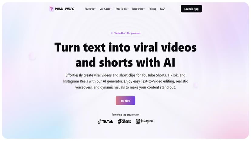ViralVideo - ViralVideo是一款AI驱动的视频创作工具，专为YouTube Shorts、TikTok和Instagram Reels设计，轻松生成吸引眼球的病毒式短视频。