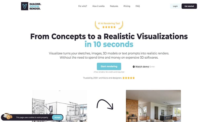Visualizee.ai - Visualizee.ai能在几秒内将您的概念如汽车、产品、室内设计、房屋等转化为逼真的视觉效果。