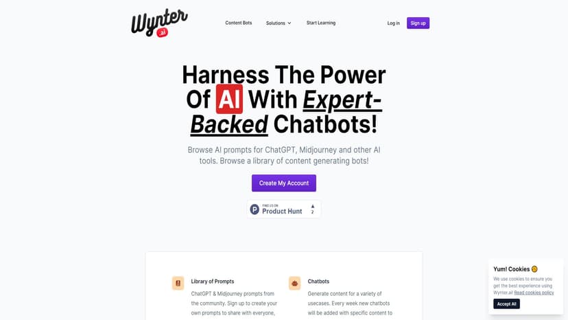Wynter.ai - Wynter.ai提供丰富的AI提示和聊天机器人，帮助用户快速生成内容。