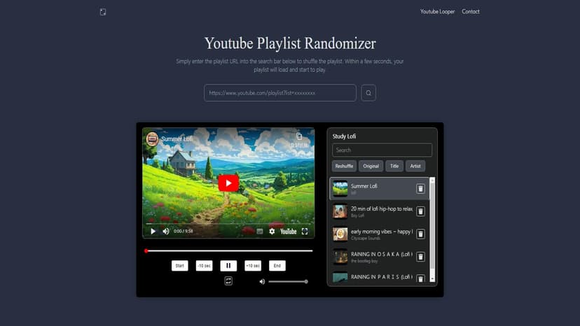 Playlist Randomizer - Playlist Randomizer是一款在线的随机播放器，可以免费将任何YouTube列表重新排列。无广告，无限循环，背景音乐畅听。
